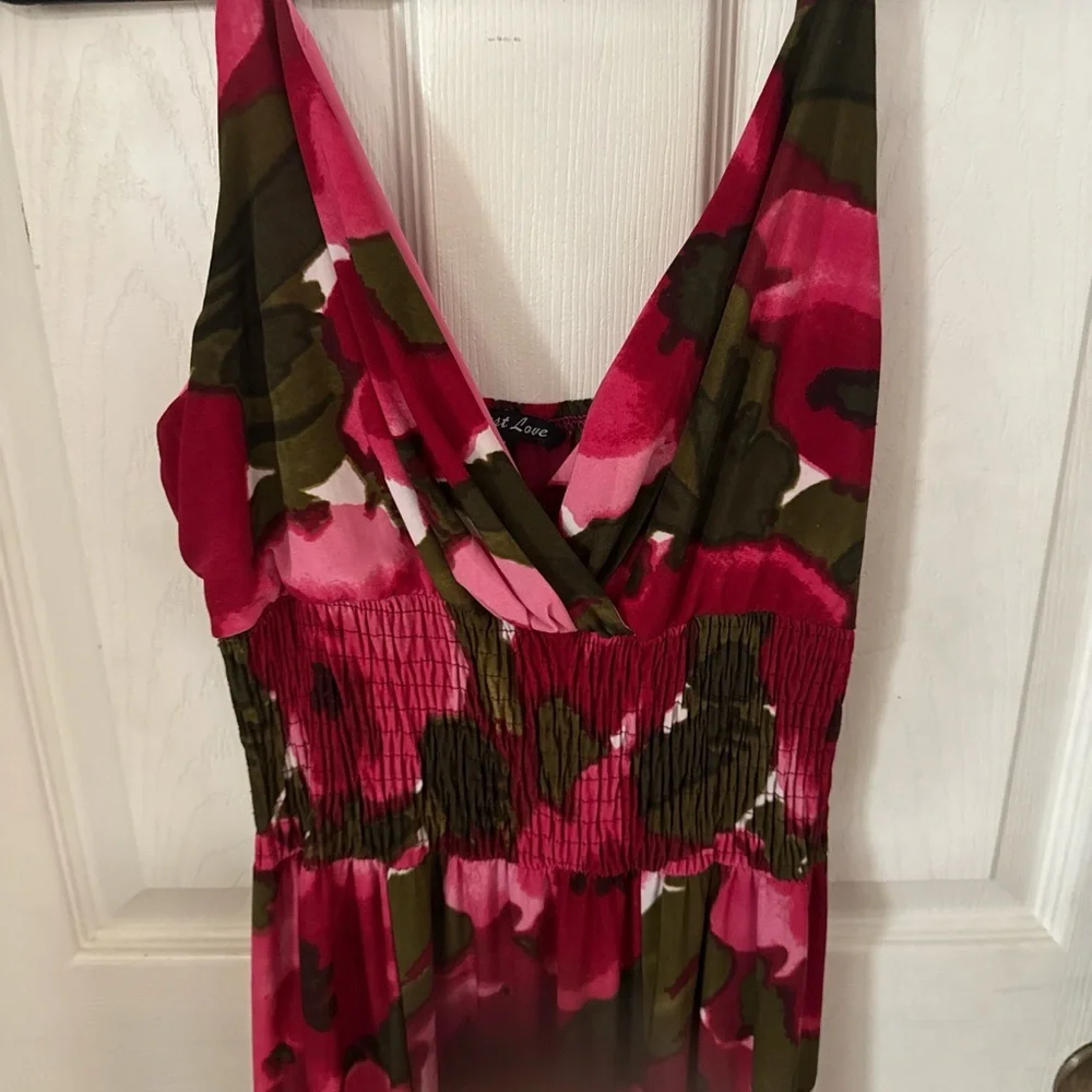 Just Love Pink and Red Halter Maxi Dress - Picture 3 of 5